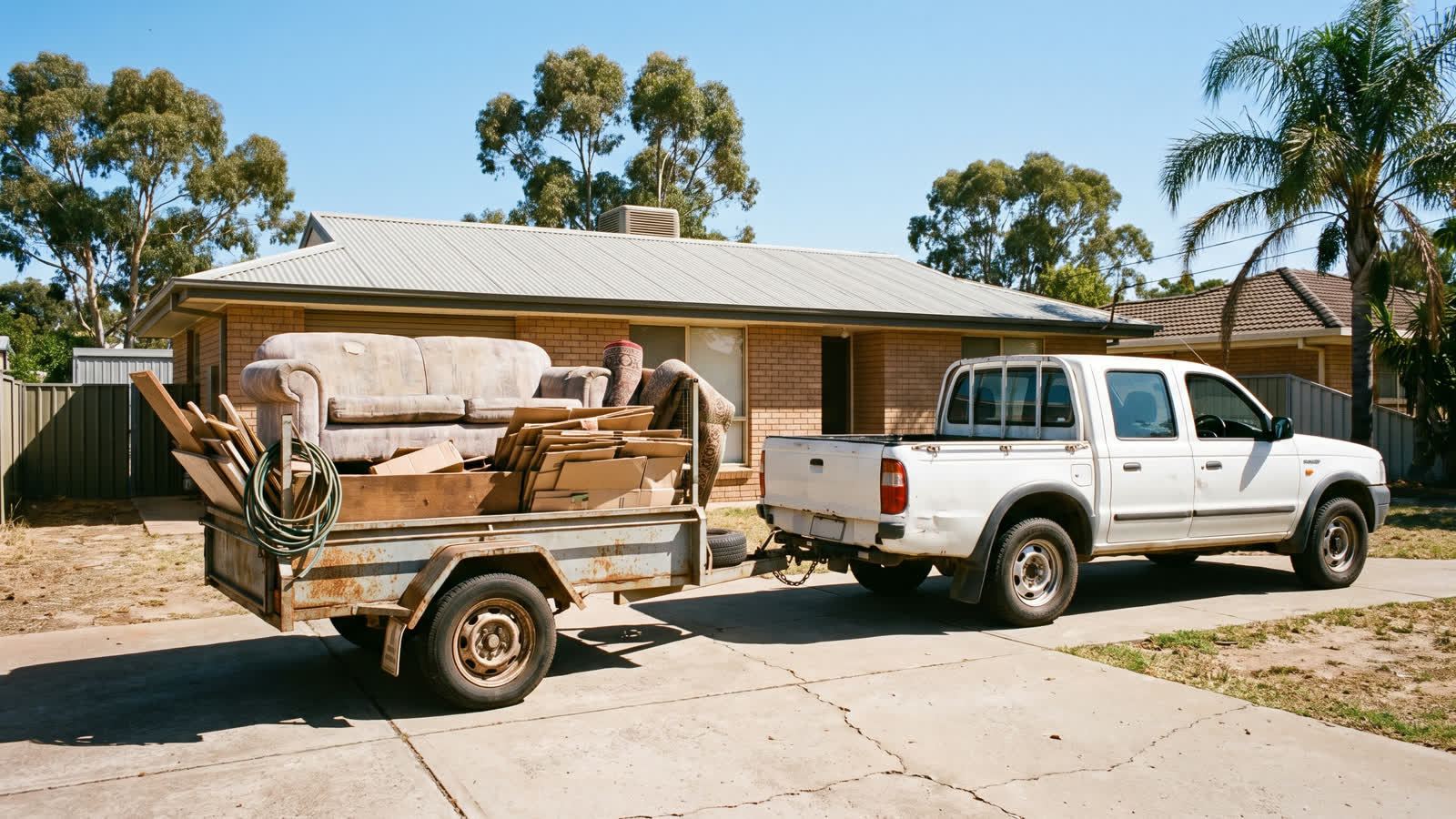 Loaded 6x4 trailer on a Northern Rivers driveway